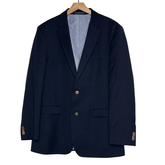 Tommy Hilfiger 42L nautical‎ blue sport coat blazer with gold button accent - Picture 1 of 8